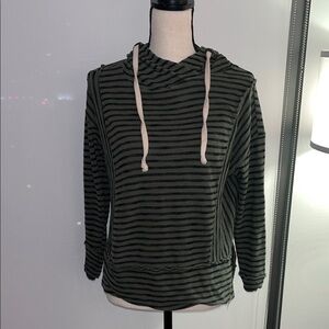 Material Girl Black and Gray Striped Hoodie